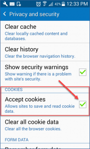 Accept Android Cookies